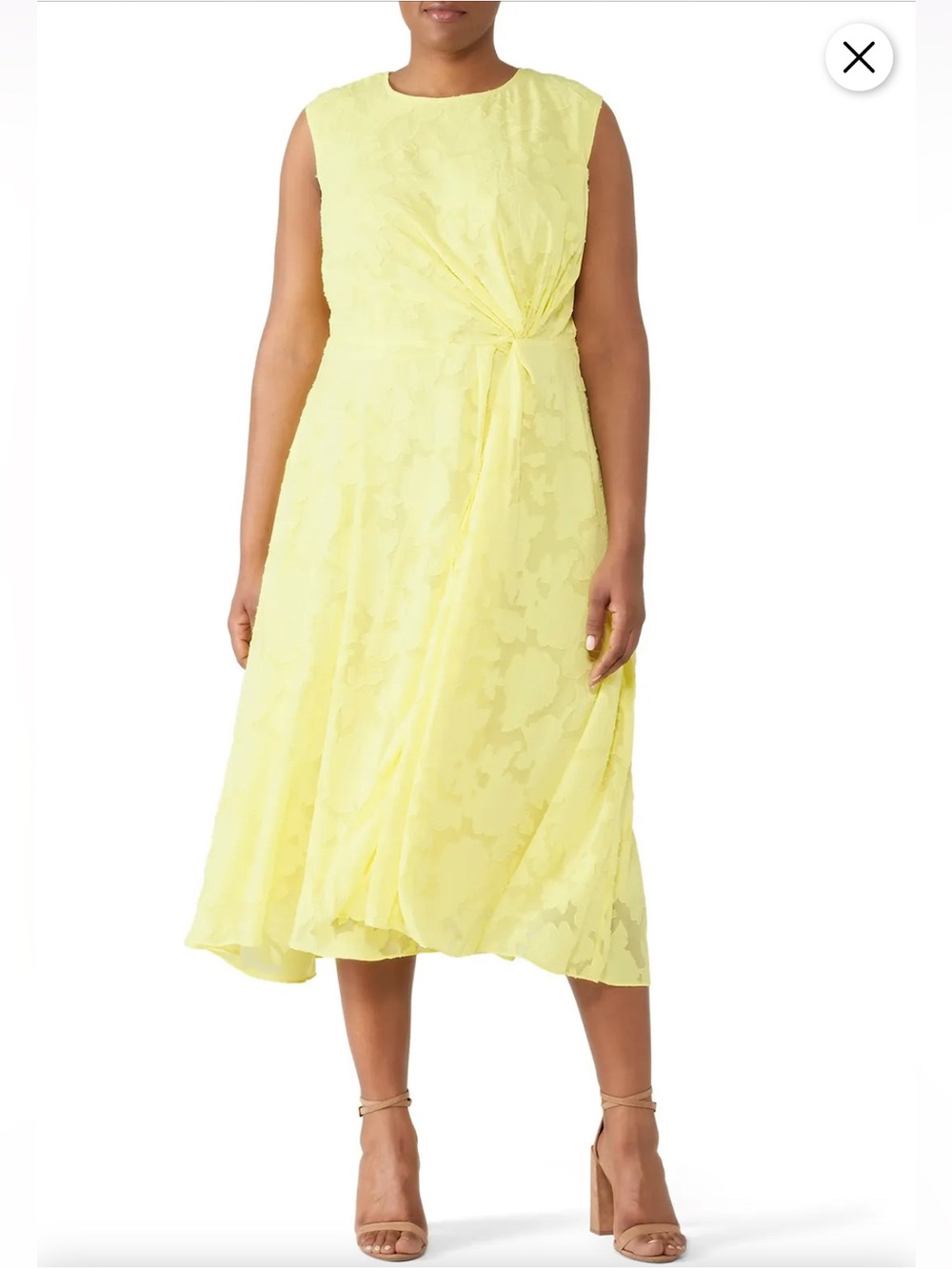 Jason Wu x ELOQUII Yellow Sleeveless Twist-Front Midi Dress
